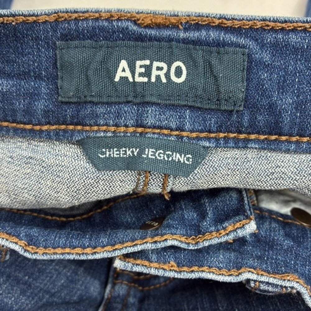 Aeropostale Skinny Jeans Size 6 Distressed Blue High Rise Ripped Cheeky Jegging - Picture 6 of 7